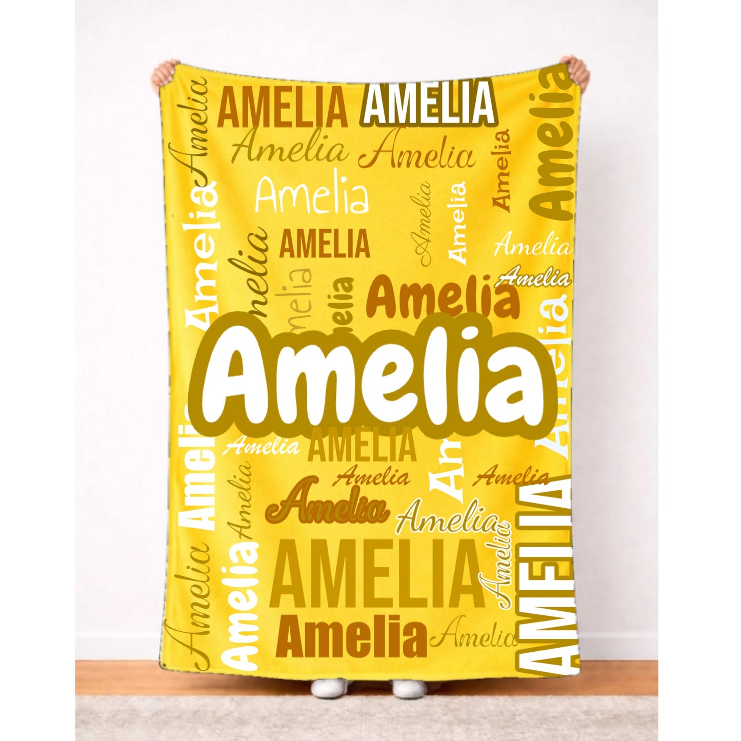 Personalized Name Collage Blanket – Custom Repeating Name Design