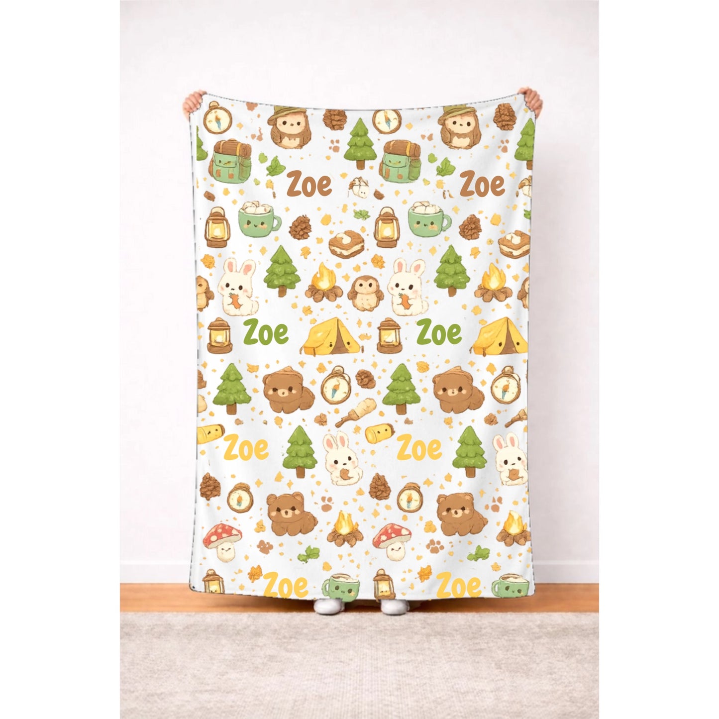 Custom Woodland Animal Name Blanket