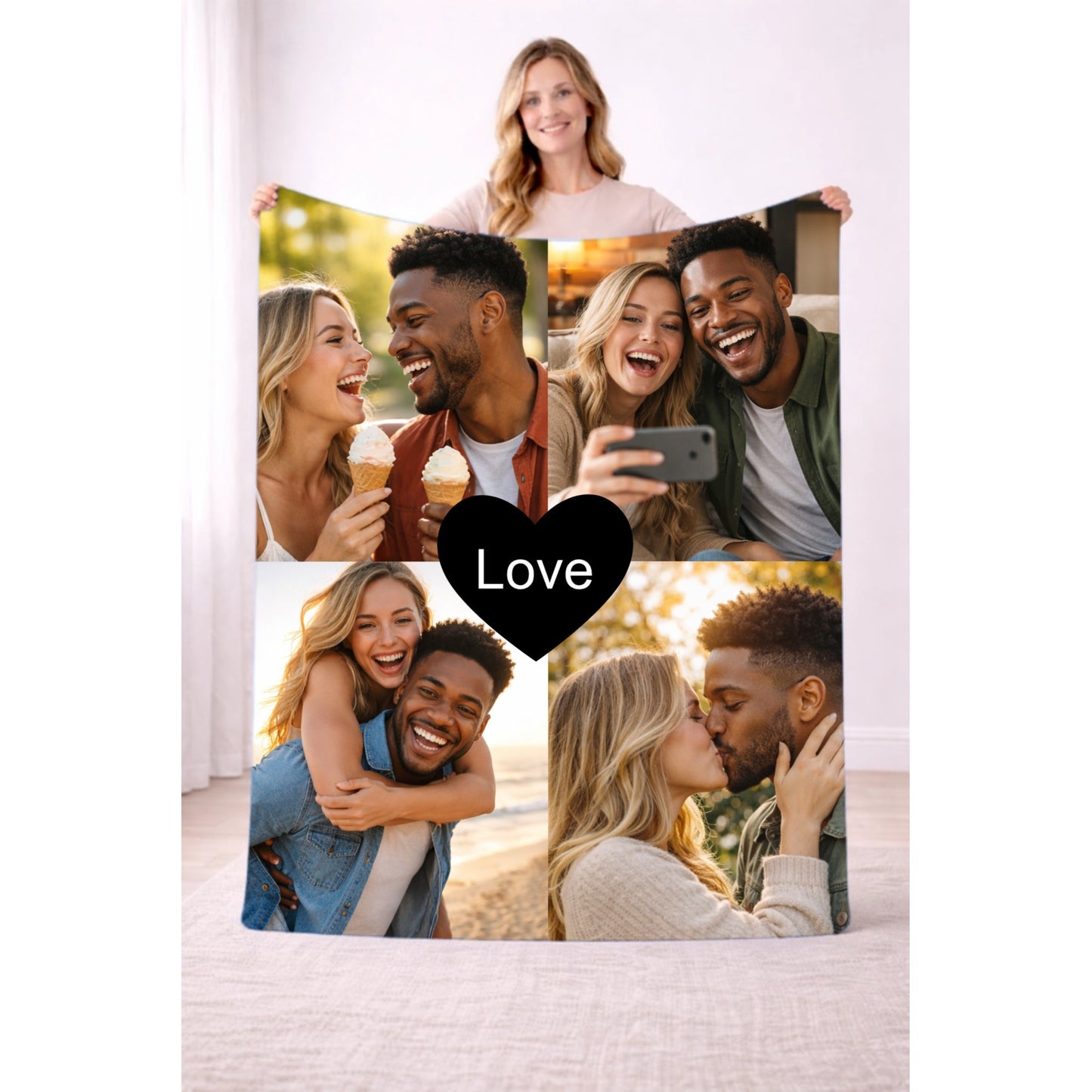 4 Memories With Heart Message Blanket