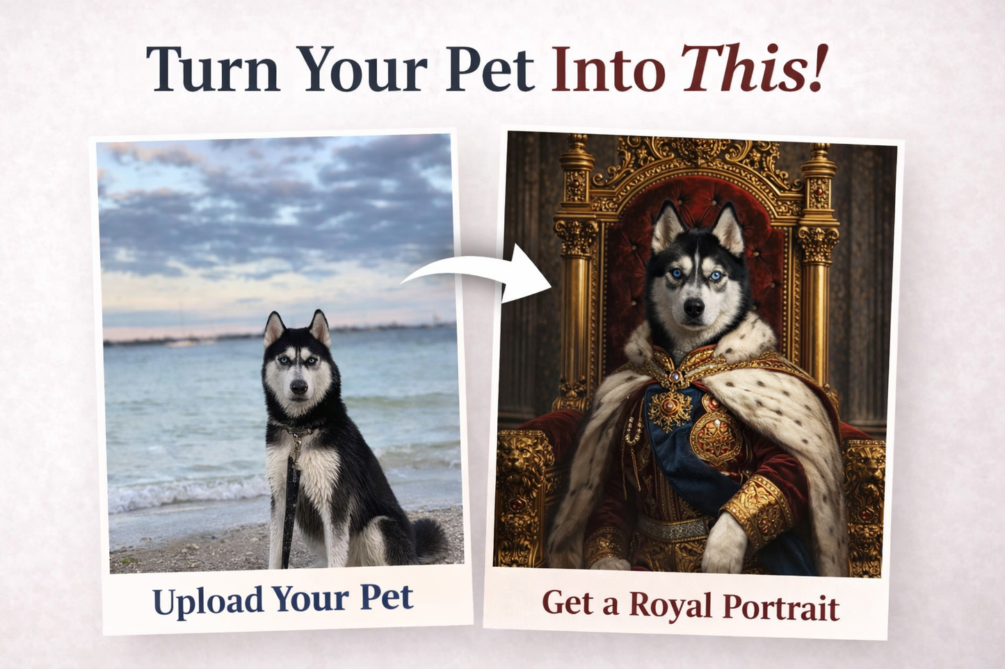Custom Royal Pet Portrait Blanket – Just Upload a Photo