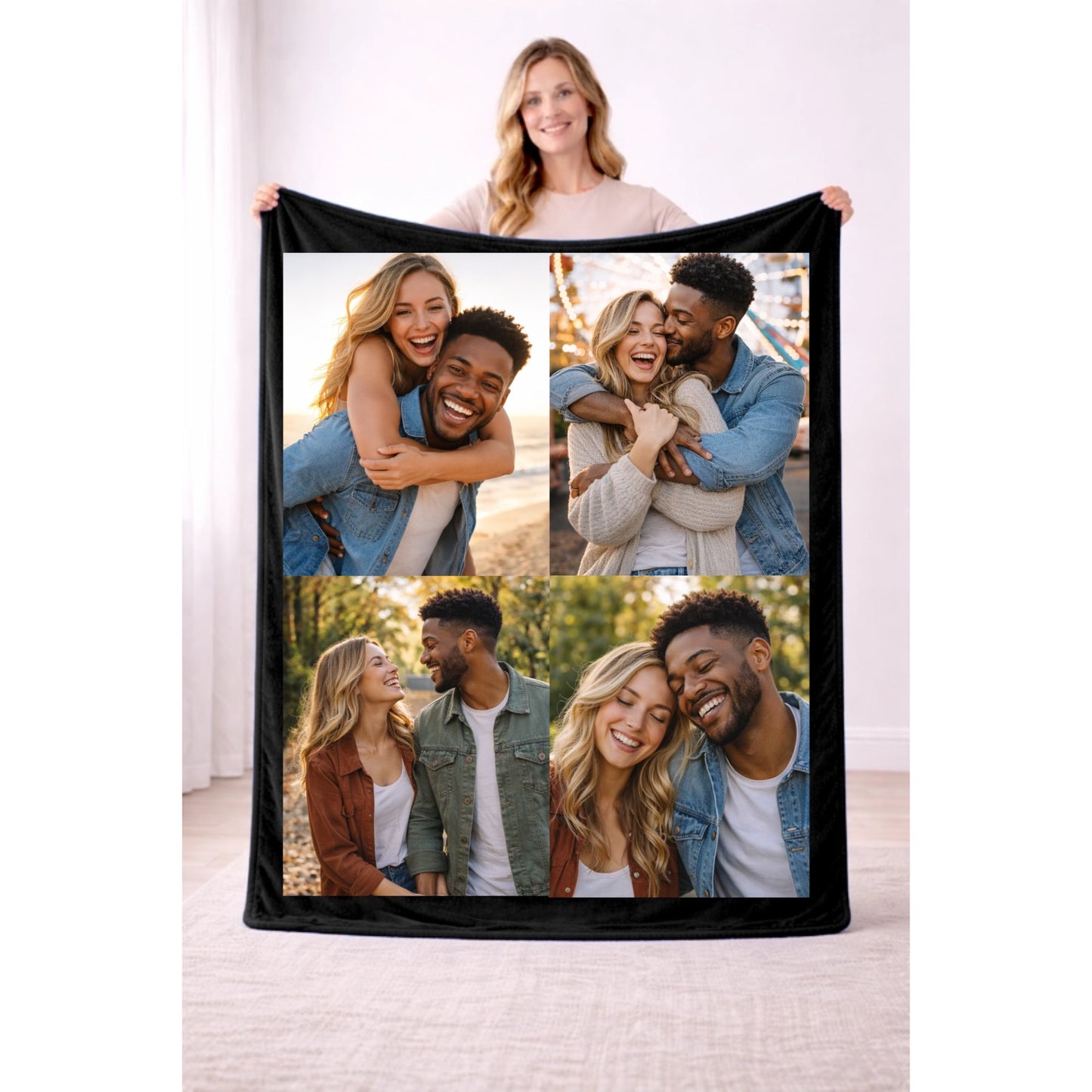 4 Photo With Border Blanket Collage