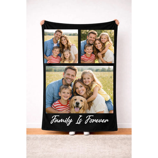 Personalized 3 Photo Memory Blanket with Custom Text