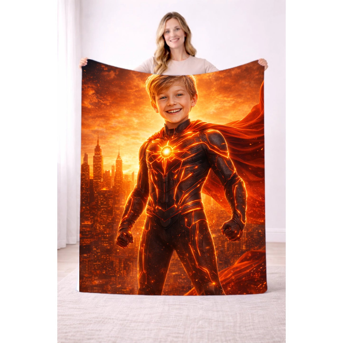 ⚡ Turn Your Photo Into an Epic Superhero Blanket – Action Hero Edition – Just Upload a Photo