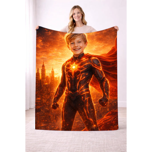 ⚡ Turn Your Photo Into an Epic Superhero Blanket – Action Hero Edition – Just Upload a Photo