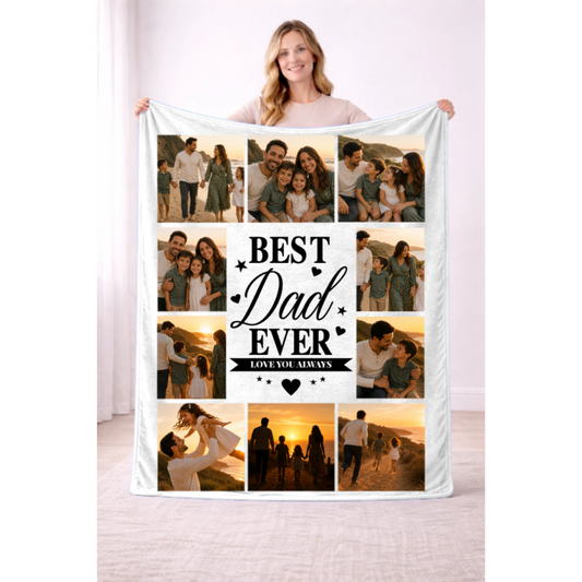 Best Dad Ever 10 Photo Blanket