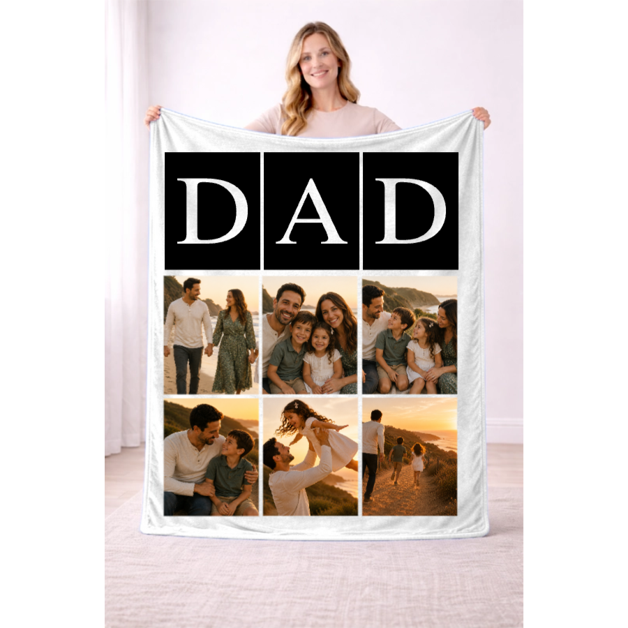6 Photo Dad Color Block Blanket