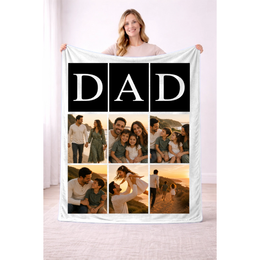 6 Photo Dad Color Block Blanket