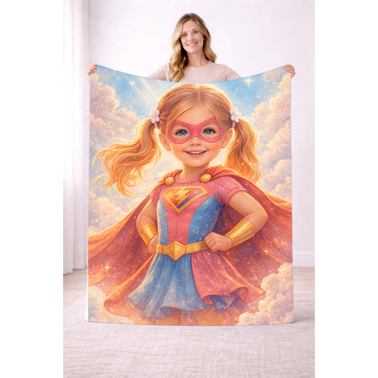 🦸 Turn Your Photo Into a Superhero Blanket – Cute Hero Edition – Just Upload a Photo